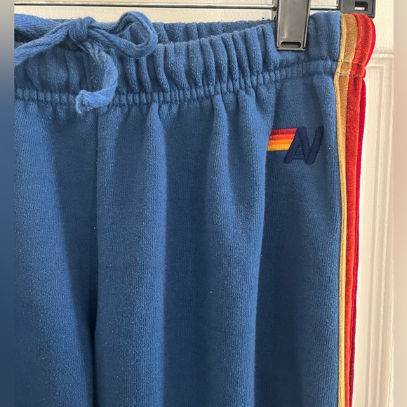 Aviator Nation Double-sided Velvet 5 Stripe Sweatpants - Ocean Blue - Picture 7 of 14